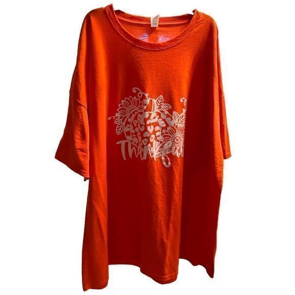 Jerzees Dri-Power “Thankful” Graphic Print‎ Short Sleeve T-Shirt Orange Size 4XL - Picture 2 of 5